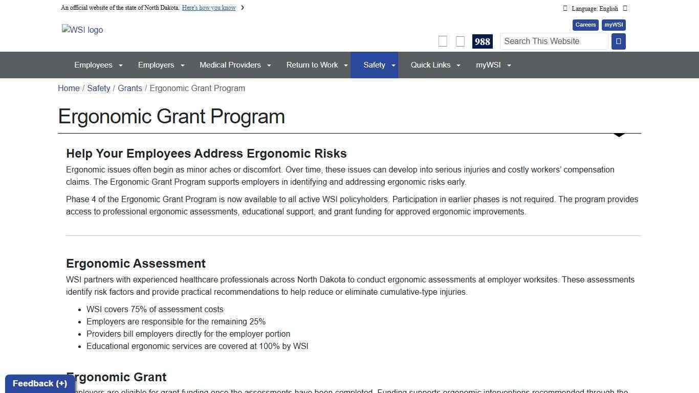 Ergonomic Grant Program | North Dakota Workforce Safety & Insurance